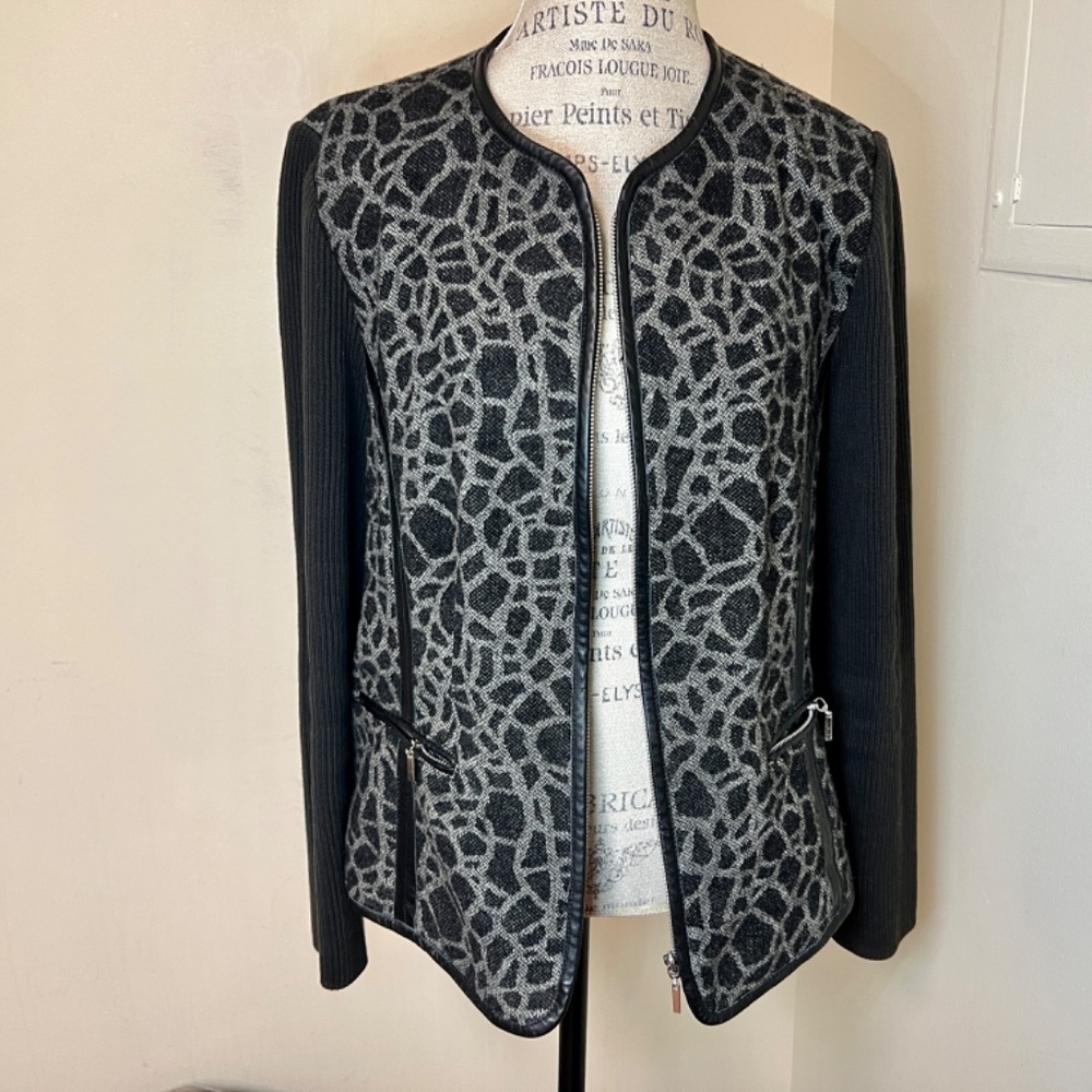 Peter Nygard wool mix jacket with leather trim Size XL - rare find! - Picture 8 of 14